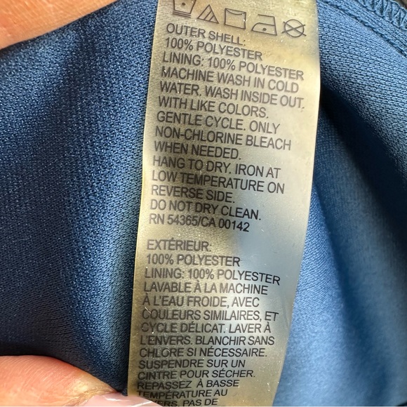 TanJay Vintage Blue Faux Leather Blazer Jacket Large - Picture 9 of 10